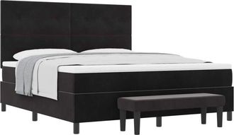 vidaXL Box Spring Bed with Mattress Black 180 x 200 cm Velvet vidaXL