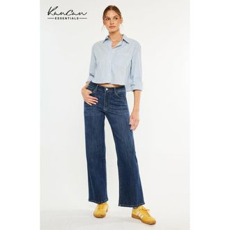 Kancan Samia Essentials High Rise Wide Leg Jeans in Dark Wash at Nordstrom, Size 27