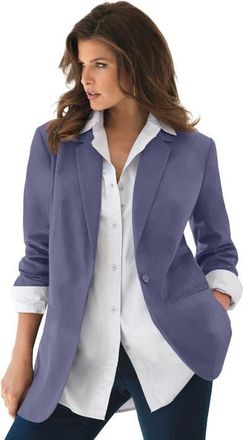Roaman's Plus Size Relaxed Boyfriend Blazer in Deep Dusk at Nordstrom, Size 12
