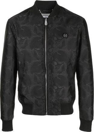 Philipp Plein graphic-print acetate bomber jacket - men - Viscose/Polyester/Acetate - 50 - Black