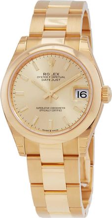 Rolex Datejust 31 Automatic Champagne Dial Ladies 18kt Yellow Gold Oyster Watch 278248CSO