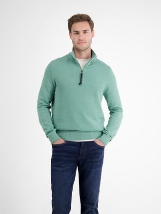 Lerros Troyer LERROS LERROS Herren Stricktroyer in lebendiger Optik, Herren, Gr. S, fjord blau, 100% Baumwolle, ohne Ausschnitt, Pullover Troyer