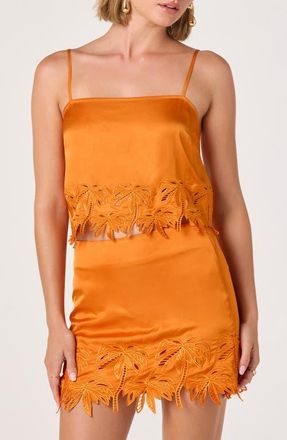 ASTR the Label Dawn Embroidery Detail Camisole in Sunset at Nordstrom, Size X-Small
