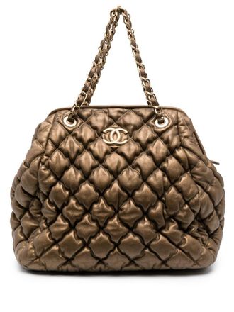 Chanel 2009-2010 Bolla diamond-quilted tote bag - Gold