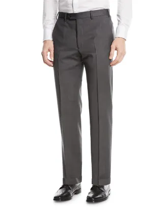 Emporio Armani Basic Flat-Front Wool Trousers