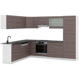Vicco Cocina Esquinera R-line, Precioso Gris/blanco, 227 X 287 Cm, Et Antracita