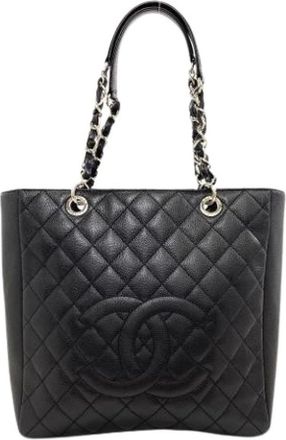 Chanel Pre-owned Vintage Tote Bag - Dames - Vintage Shopper - Zwart - ONE Size - Leer - Vintage