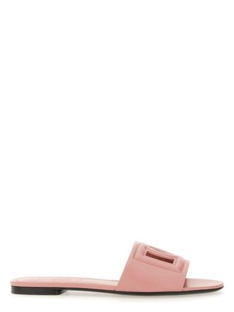 サンダル・ミュール DOLCE  GABBANA Women Sandals CQ0436 AY32980402 Pink Dolce & Gabbana DG-logo Patent Leather Sandals | Pink | FARFETCH