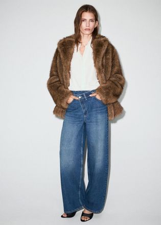 Mango Jeans wide leg vita media incrociata blu scuro - Donna - 36 - MANGO