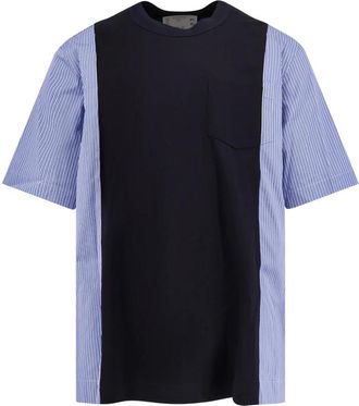 sacai Tops, Heren, Blauw, L, Katoen, Katoenen T-shirts en Polos met Zak