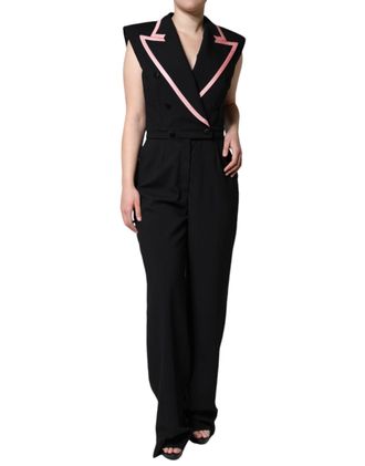 Dolce & Gabbana Womens Black Wool Blend Sleeveless Jumpsuit Dress