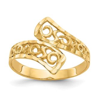 Diamond2Deal 14k Yellow Gold By-pass Lace Diamond-cut Ring