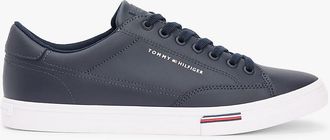 Tommy Hilfiger Mens Vulcanized Leather Mix Sneaker - Navy - US 11.5 / EU 45