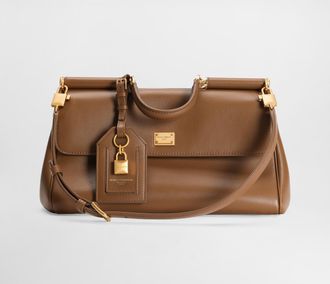 Dolce & Gabbana My Sicily Handbag In Plongé Calfskin - Woman Handbags Brown Onesize