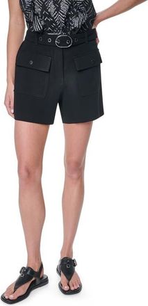 DKNY Belted Crepe Shorts in Black at Nordstrom, Size Xx-Small