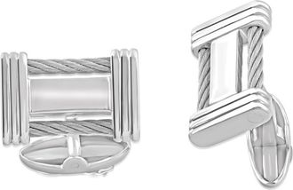 Pompeii3 Mens Stainless Steel Double Wired Polished 11mm Cufflink