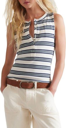 Free People Jamie Stripe Henley Tank in White Combo at Nordstrom, Size X-Large