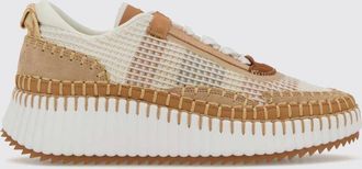 Chlo&eacute; Sneakers platform Nama in pelle e mesh con cuciture a contrasto