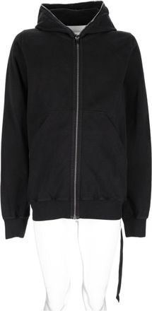 Rick Owens Zip-Up Hoodie Side Fabric Strip Cotton T-Shirt