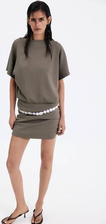 Mango Vestito maglia dettaglio drappeggiato marrone - Donna - XS - MANGO