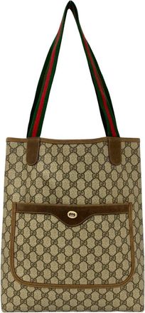 Gucci Brown Green Red Color Pvc Leather Handbag Tote Bag (Pre-Owned)
