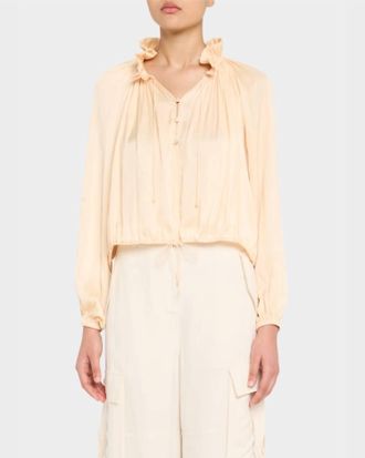 Ulla Johnson Laurette Long Sleeve Blouse In Pearlescent