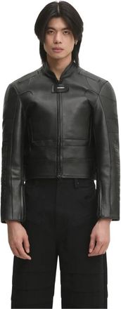 VETEMENTS Racing Logo Leren Jas - Heren - Leren en Su&egrave;de Jassen - Zwart - XL - Leer - Jassen