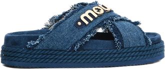 Mou Denim Cross Sandalen Stijlvol Comfortabel Chic - Dames - Sandalen - Blauw - 35 EU - Denim - Schoenen