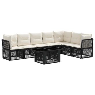 vidaXL Set Divano Da Giardino 8 Pz Nero Polyrattan Vidaxl