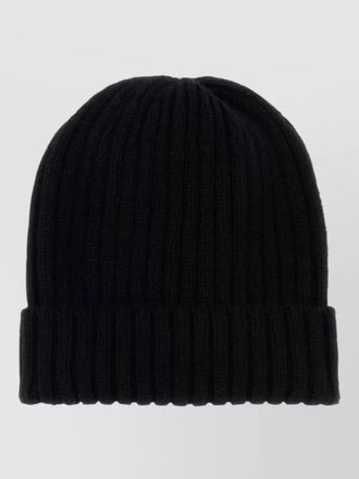 Fedeli cashmere beanie hat folded cuff ribbed