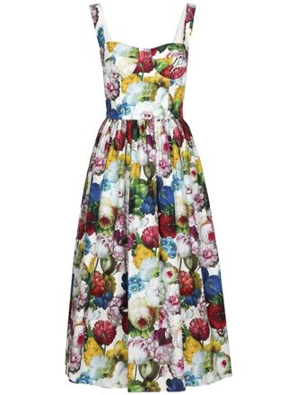 Dolce & Gabbana Abito midi a fiori - Blu