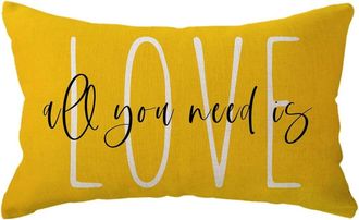OEM Funda De Coj&iacute;n Lumbar Decorativa all You Need Is Love 12x20 Cm, Decoraci&oacute;n Para Sof&aacute;/banco/porche Para El D&iacute;a De San Valent&iacute;n (amarilla)