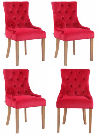Clp Clp - Juego De 4 Sillas De Comedor Aberdeen En Terciopelo Rojo Antiguo Claro