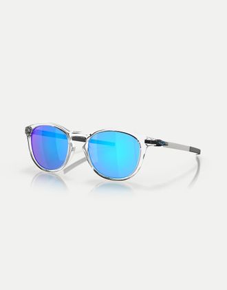 Oakley Pitchman R - Occhiali da sole rotondi trasparenti con lenti blu a specchio-Trasparente
