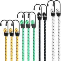 OEM Cuerdas El&aacute;sticas De Alta Resistencia, Juego De 10 Piezas En 4 Colores Y 4 Tama&ntilde;os, Con Ganchos Para Proteger Muebles, Carritos, Tiendas De Campa&ntilde;a Y 