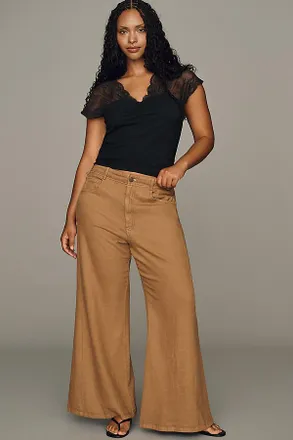 Pilcro Adi Linen Blend Mid-Rise Flare Pants