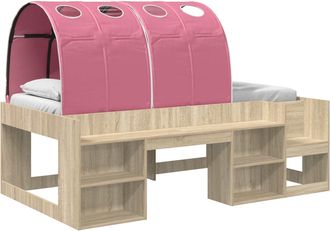 vidaXL Cama Con T&uacute;nel 3 Uds. Roble Sonoma Y Rosa Madera De Ingenier&iacute;a Vidaxl
