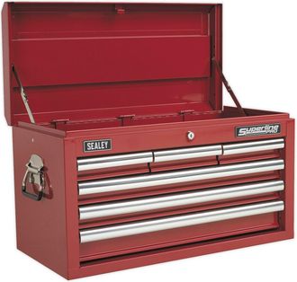 Loops 660 x 315 x 375mm RED 6 Drawer Topchest Tool Chest Lockable Storage Unit Cabinet