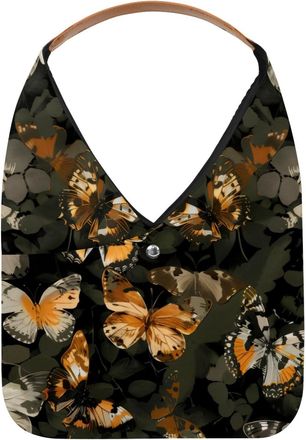 Generic Camouflage Butterfly Patterns Reusable Lightweight Grocery Bags - Foldable Into Compact Pouch, Washable & Sturdy, Multipurpose for Shopping and Travel