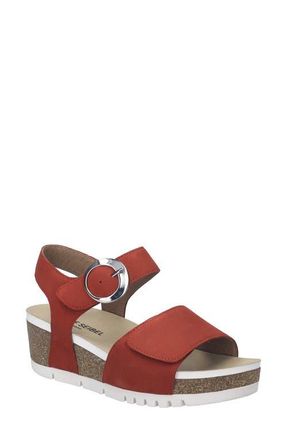 Josef Seibel Quinn 16 Wedge Sandal in Red Nubuck at Nordstrom, Size 11-11.5Us