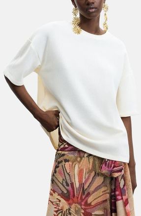 Desigual Oversize Cotton Blend T-Shirt in Off White at Nordstrom, Size X-Small