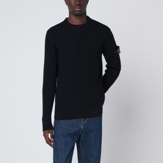 Stone Island Navy blue ribbed sweater