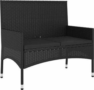 vidaXL Vidaxl - Banco De Jard&iacute;n De 2 Plazas Con Cojines Rat&aacute;n Sint&eacute;tico Negro
