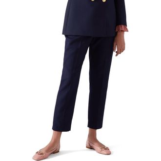 L.k. Bennett Mariner Slim Fit Ankle Trousers in Navy at Nordstrom, Size 8 Us