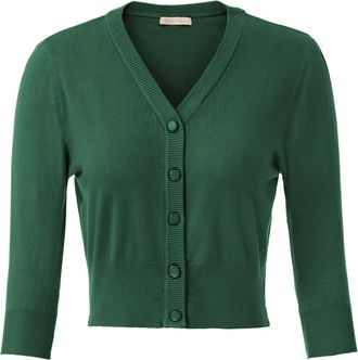 Belle Poque Women 50s 3/4 Sleeve Knitting Cardigan Coat with Matched Buttons Dark Green(928-12) XX-Large