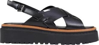 Liu Jo Platform Sandalen met Enkelbandje- Gesp en Strik - Dames - Sandalen - Zwart - 38 EU - Schoenen
