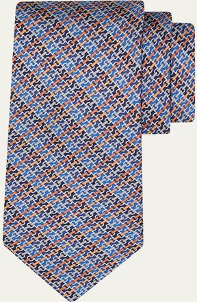 Ferragamo Mens Stripe Gancini Link Tie