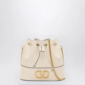 Valentino Garavani Vlogo ivory leather bucket bag