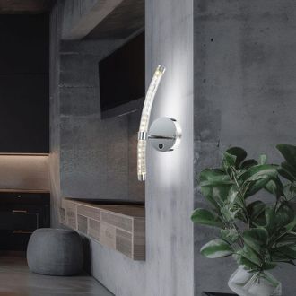 Globo Lighting Lampada da parete a led in vetro curvo lampada da corridoio lampada da soggiorno camera da letto lampada da parete con dimmer tattile cromato, 7W