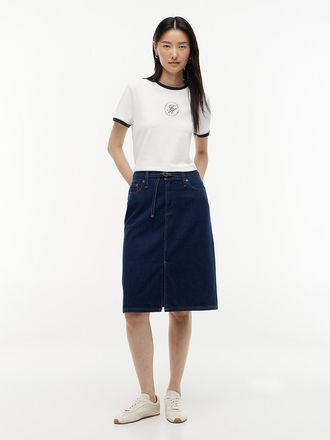 Tommy Hilfiger Womens Belted Denim Skirt - Navy - 00